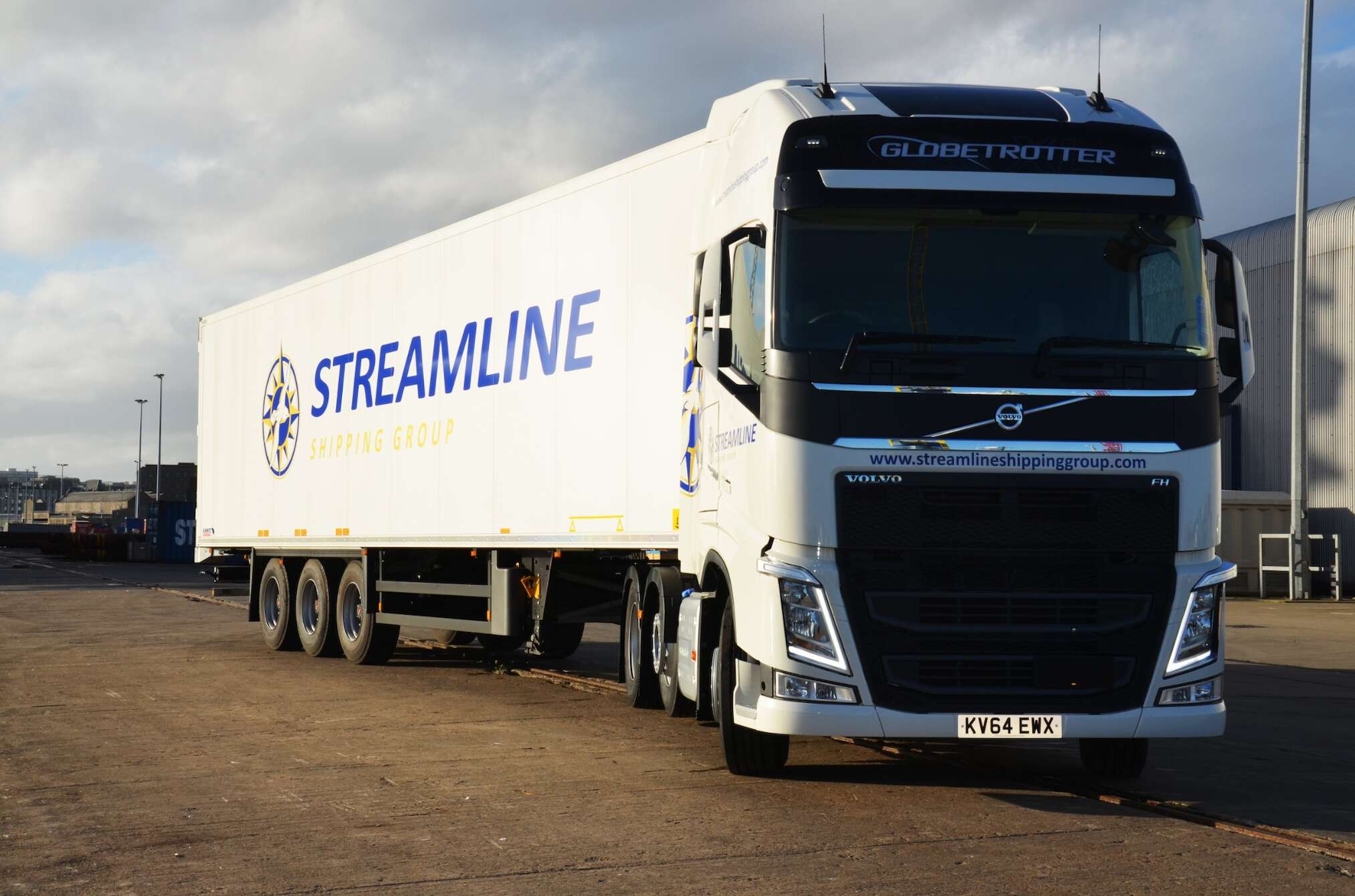 International road freight truck transporting goods between the UK and Europe