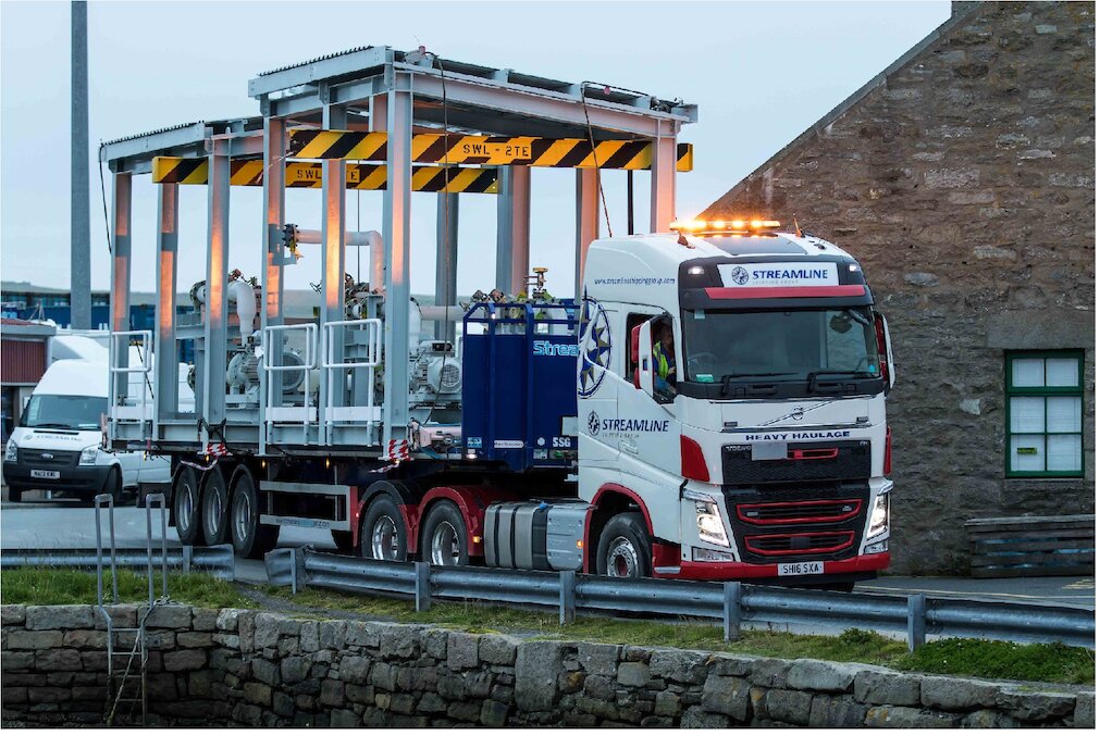Streamline vehicle delivering freight in a remote Highlands or rural Scotland location