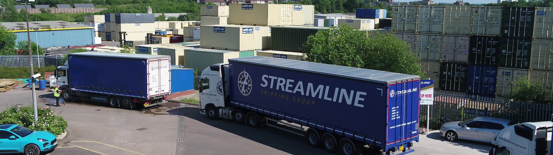 Streamline Shipping fleet at Glasgow Coatbridge depot supporting Central Scotland haulage