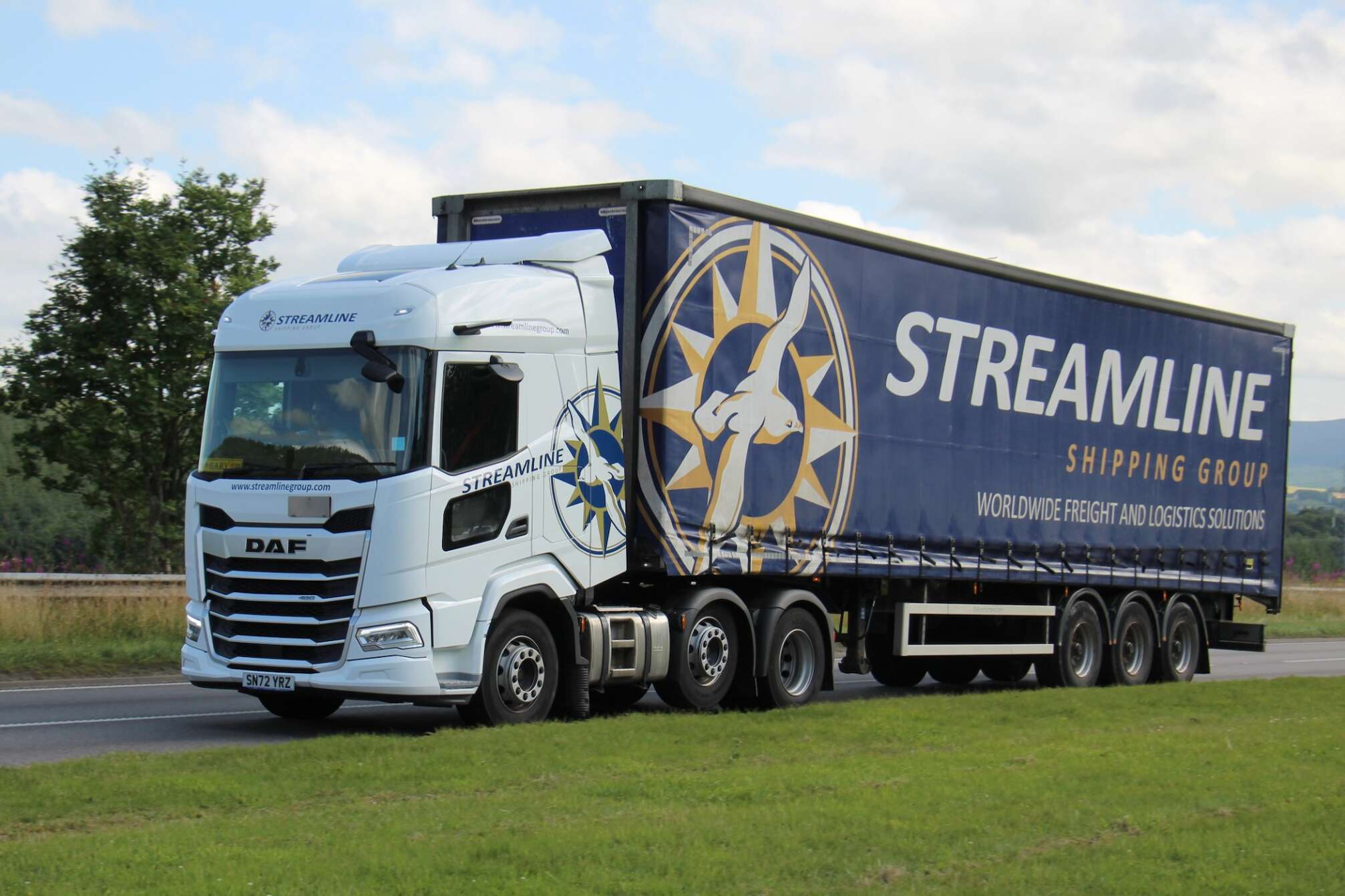 Streamline freight vehicle delivering to a remote Highland location